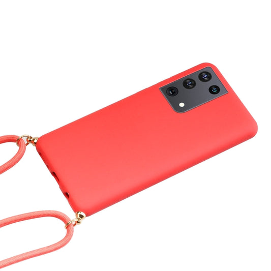 For Samsung Galaxy S21 Ultra 5G Wheat Straw Material + TPU Protective Case with Lanyard(Red) - Galaxy S21 Ultra 5G Cases by buy2fix | Online Shopping UK | buy2fix