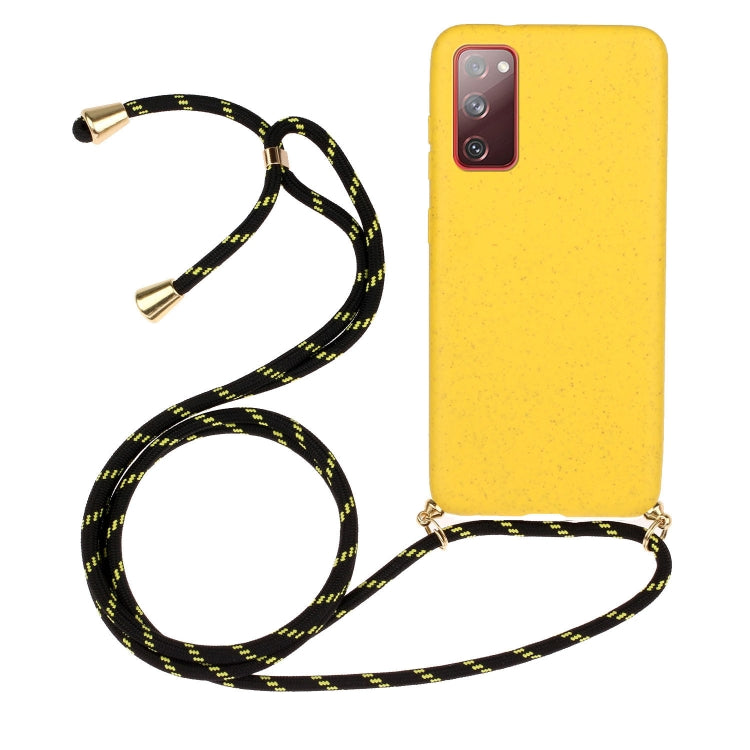 For Samsung Galaxy S20 FE Wheat Straw Material + TPU Protective Case with Lanyard(Yellow) by FIERRE SHANN