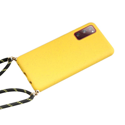 For Samsung Galaxy S20 FE Wheat Straw Material + TPU Protective Case with Lanyard(Yellow) by FIERRE SHANN