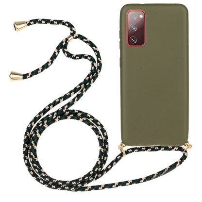 For Samsung Galaxy S20 FE Wheat Straw Material + TPU Protective Case with Lanyard(Army Green) by FIERRE SHANN