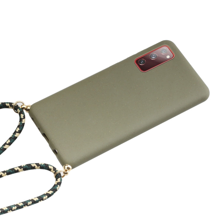 For Samsung Galaxy S20 FE Wheat Straw Material + TPU Protective Case with Lanyard(Army Green) by FIERRE SHANN