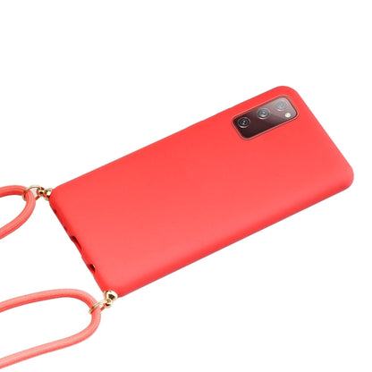 For Samsung Galaxy S20 FE Wheat Straw Material + TPU Protective Case with Lanyard(Red) by FIERRE SHANN