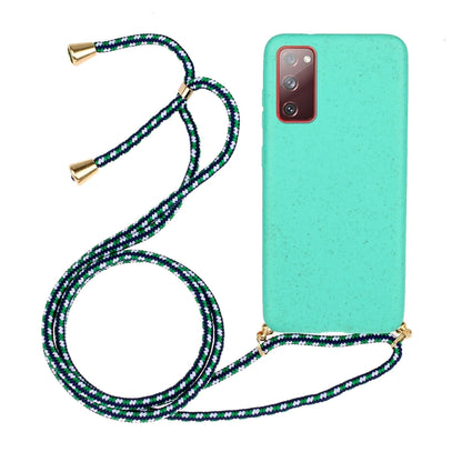 For Samsung Galaxy S20 FE Wheat Straw Material + TPU Protective Case with Lanyard(Green) by FIERRE SHANN