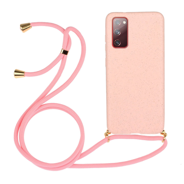 For Samsung Galaxy S20 FE Wheat Straw Material + TPU Protective Case with Lanyard(Pink) by FIERRE SHANN