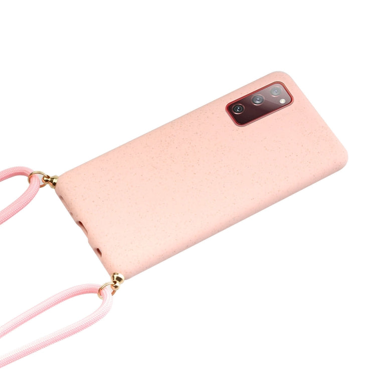 For Samsung Galaxy S20 FE Wheat Straw Material + TPU Protective Case with Lanyard(Pink) by FIERRE SHANN
