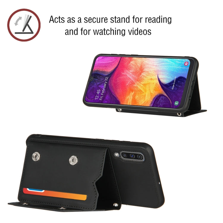 For Samsung Galaxy A50 & A30s & A50s Skin Feel PU + TPU + PC Back Cover Shockproof Case with Card Slots & Holder & Photo Frame(Black) by buy2fix