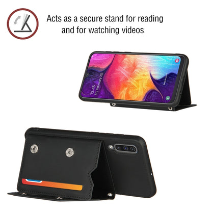 For Samsung Galaxy A50 & A30s & A50s Skin Feel PU + TPU + PC Back Cover Shockproof Case with Card Slots & Holder & Photo Frame(Black) by buy2fix