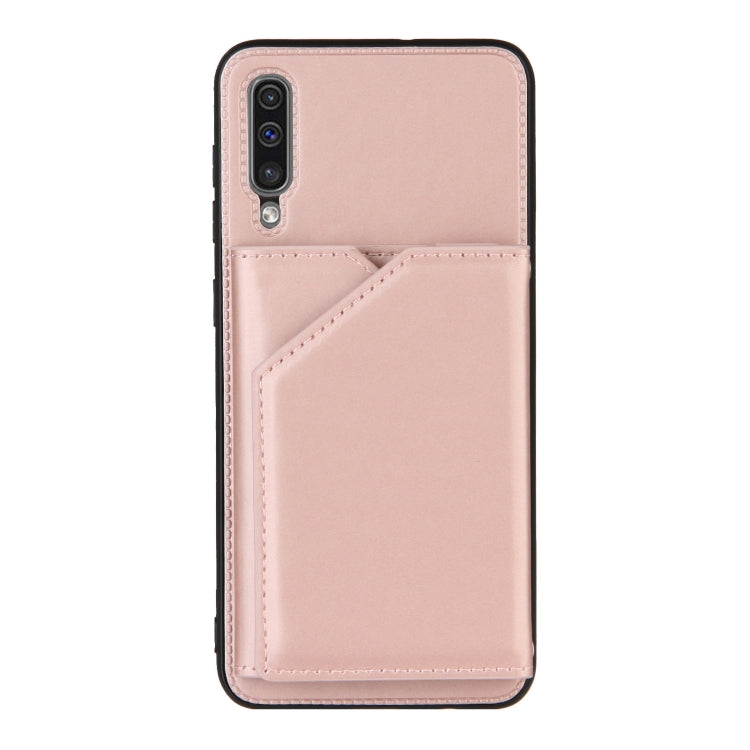 For Samsung Galaxy A50 & A30s & A50s Skin Feel PU + TPU + PC Back Cover Shockproof Case with Card Slots & Holder & Photo Frame(Rose Gold) by buy2fix