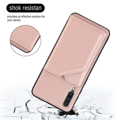 For Samsung Galaxy A50 & A30s & A50s Skin Feel PU + TPU + PC Back Cover Shockproof Case with Card Slots & Holder & Photo Frame(Rose Gold) by buy2fix