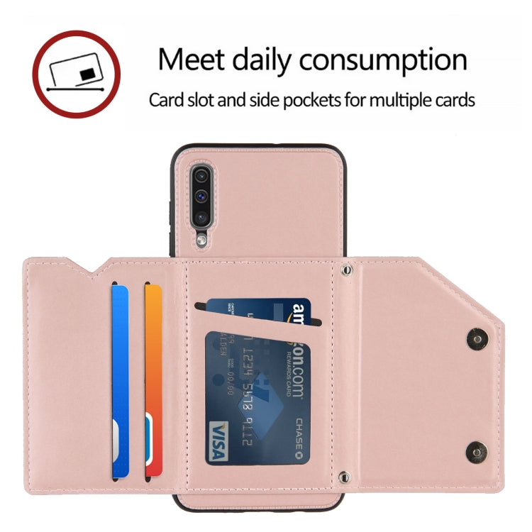 For Samsung Galaxy A50 & A30s & A50s Skin Feel PU + TPU + PC Back Cover Shockproof Case with Card Slots & Holder & Photo Frame(Rose Gold) by buy2fix