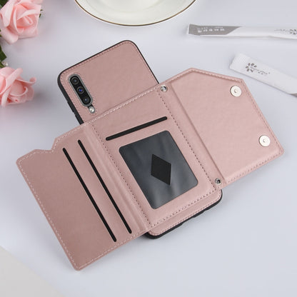 For Samsung Galaxy A50 & A30s & A50s Skin Feel PU + TPU + PC Back Cover Shockproof Case with Card Slots & Holder & Photo Frame(Rose Gold) by buy2fix