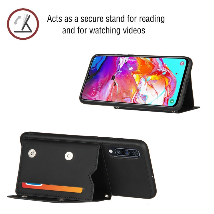 For Samsung Galaxy A70 & A70s Skin Feel PU + TPU + PC Back Cover Shockproof Case with Card Slots & Holder & Photo Frame(Black) by buy2fix