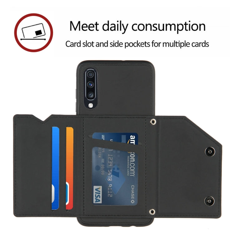 For Samsung Galaxy A70 & A70s Skin Feel PU + TPU + PC Back Cover Shockproof Case with Card Slots & Holder & Photo Frame(Black) by buy2fix