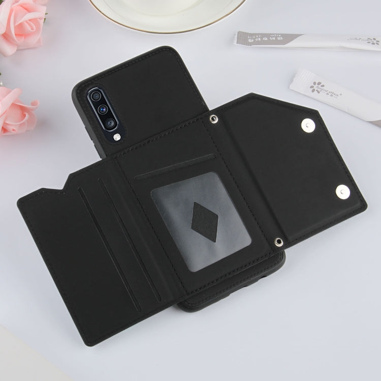 For Samsung Galaxy A70 & A70s Skin Feel PU + TPU + PC Back Cover Shockproof Case with Card Slots & Holder & Photo Frame(Black) by buy2fix