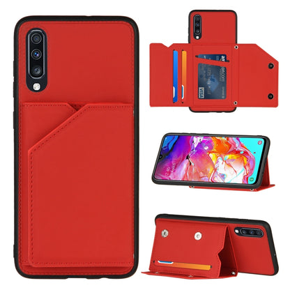 For Samsung Galaxy A70 & A70s Skin Feel PU + TPU + PC Back Cover Shockproof Case with Card Slots & Holder & Photo Frame(Red) by buy2fix