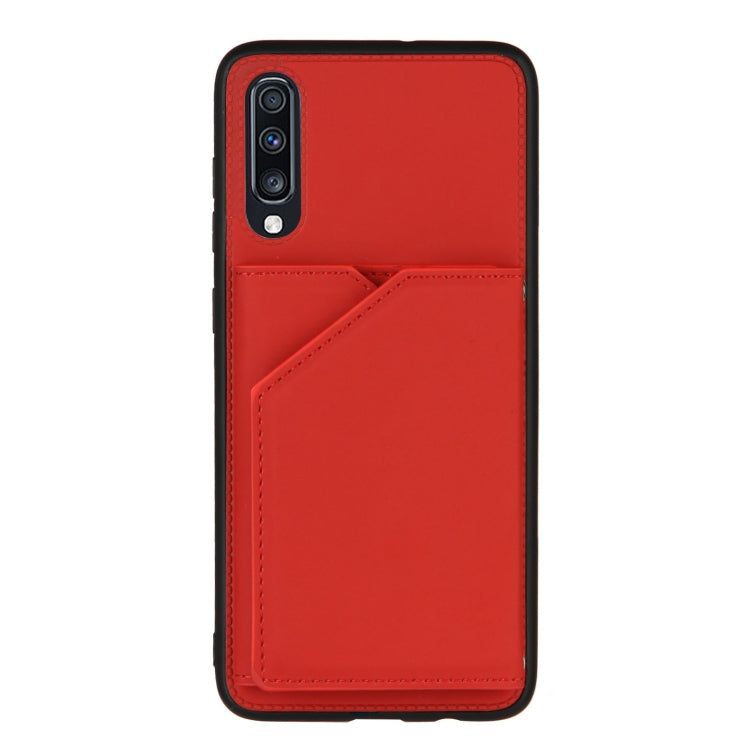For Samsung Galaxy A70 & A70s Skin Feel PU + TPU + PC Back Cover Shockproof Case with Card Slots & Holder & Photo Frame(Red) by buy2fix