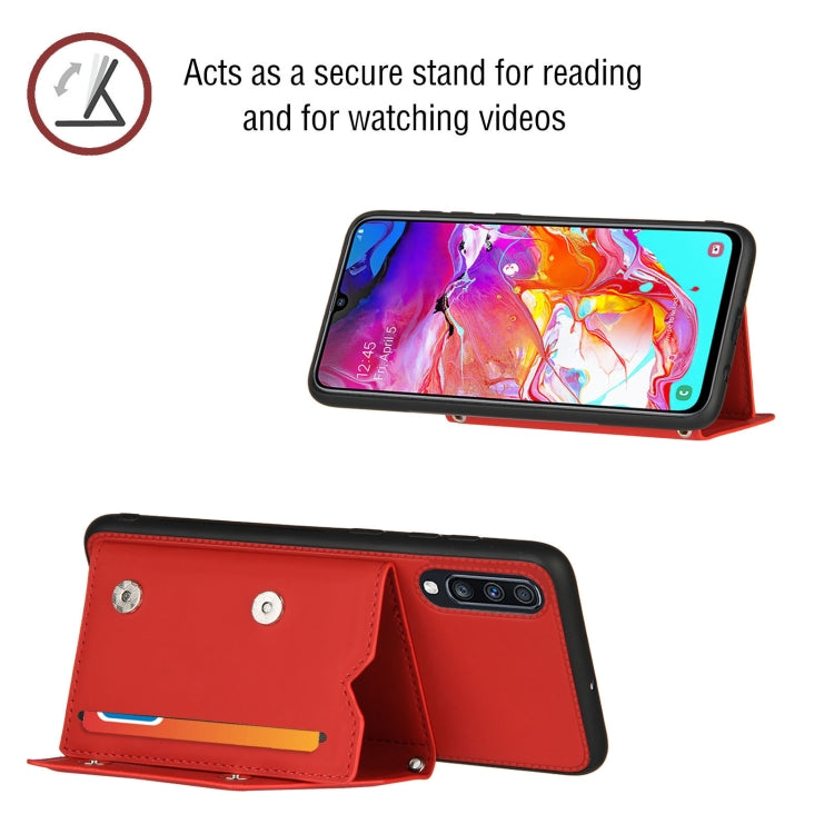 For Samsung Galaxy A70 & A70s Skin Feel PU + TPU + PC Back Cover Shockproof Case with Card Slots & Holder & Photo Frame(Red) by buy2fix