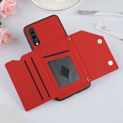 For Samsung Galaxy A70 & A70s Skin Feel PU + TPU + PC Back Cover Shockproof Case with Card Slots & Holder & Photo Frame(Red) by buy2fix
