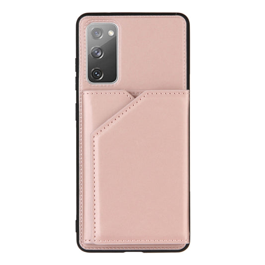 For Samsung Galaxy S20 FE Skin Feel PU + TPU + PC Back Cover Shockproof Case with Card Slots & Holder & Photo Frame(Rose Gold) by FIERRE SHANN