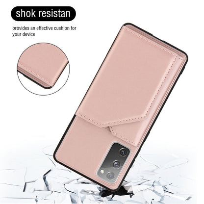 For Samsung Galaxy S20 FE Skin Feel PU + TPU + PC Back Cover Shockproof Case with Card Slots & Holder & Photo Frame(Rose Gold) by FIERRE SHANN