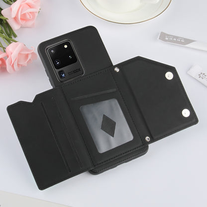 For Samsung Galaxy S20 Ultra Skin Feel PU + TPU + PC Back Cover Shockproof Case with Card Slots & Holder & Photo Frame(Black) - Galaxy Phone Cases by buy2fix | Online Shopping UK | buy2fix