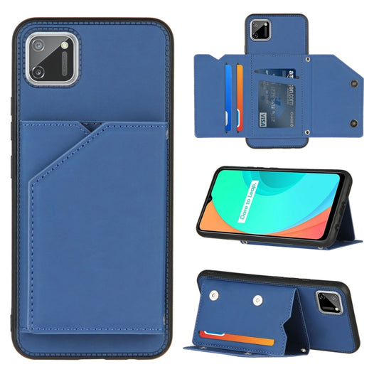 For OPPO Realme C11 Skin Feel PU + TPU + PC Back Cover Shockproof Case with Card Slots & Holder & Photo Frame(Royal Blue) - Realme Cases by buy2fix | Online Shopping UK | buy2fix