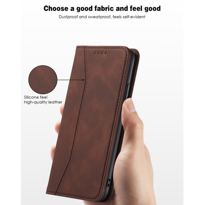 For iPhone 11 Skin-feel Calfskin Texture Magnetic Dual-Fold Horizontal Flip Leather Case with Holder & Card Slots & Wallet (Coffee) - iPhone 11 Cases by buy2fix | Online Shopping UK | buy2fix