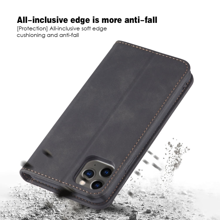For iPhone 12 mini Skin-feel Calfskin Texture Magnetic Dual-Fold Horizontal Flip Leather Case with Holder & Card Slots & Wallet (Black) - iPhone 12 mini Cases by buy2fix | Online Shopping UK | buy2fix