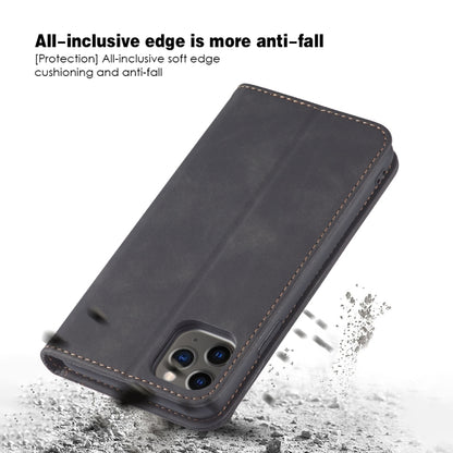For iPhone 12 mini Skin-feel Calfskin Texture Magnetic Dual-Fold Horizontal Flip Leather Case with Holder & Card Slots & Wallet (Black) - iPhone 12 mini Cases by buy2fix | Online Shopping UK | buy2fix