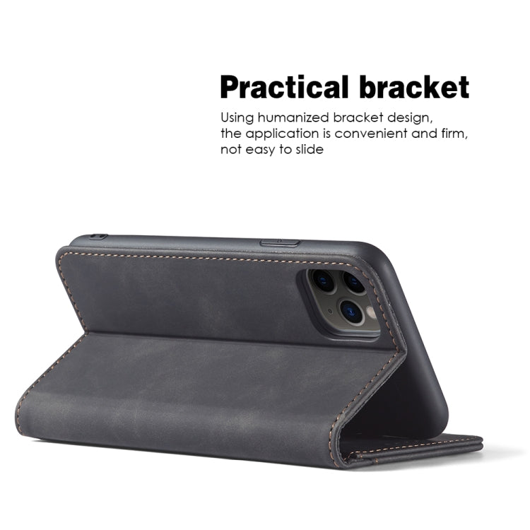 For iPhone 12 Pro Max Skin-feel Calfskin Texture Magnetic Dual-Fold Horizontal Flip Leather Case with Holder & Card Slots & Wallet(Black) - iPhone 12 Pro Max Cases by buy2fix | Online Shopping UK | buy2fix