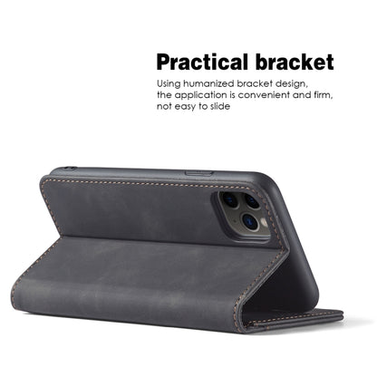For iPhone 12 Pro Max Skin-feel Calfskin Texture Magnetic Dual-Fold Horizontal Flip Leather Case with Holder & Card Slots & Wallet(Black) - iPhone 12 Pro Max Cases by buy2fix | Online Shopping UK | buy2fix