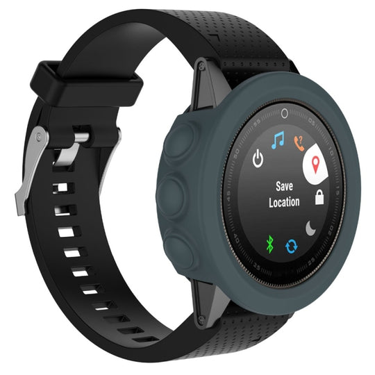 For Garmin Fenix 5X Solid Color Silicone Watch Protective Case(Navy Blue)