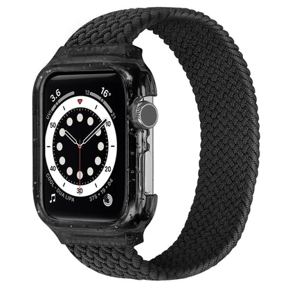 Weave Wrist Strap Watch Bands with Frame For Apple Watch Series 9&8&7 41mm / SE 3&SE 2&6&SE&5&4 40mm / 3&2&1 38mm, Length:140mm(Black) - Watch Bands by buy2fix | Online Shopping UK | buy2fix