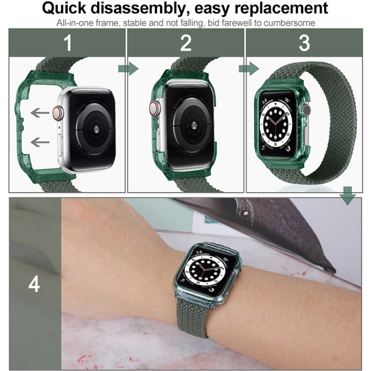 Weave Wrist Strap Watch Bands with Frame For Apple Watch Series 9&8&7 41mm / SE 3&SE 2&6&SE&5&4 40mm / 3&2&1 38mm, Length:140mm(Black) - Watch Bands by buy2fix | Online Shopping UK | buy2fix