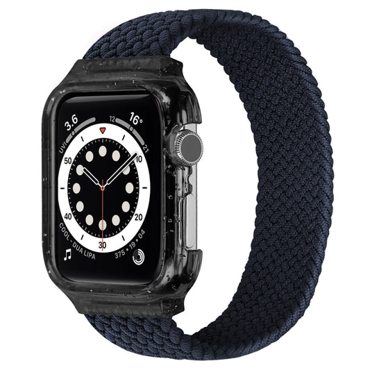Weave Wrist Strap Watch Bands with Frame For Apple Watch Series 9&8&7 41mm / SE 3&SE 2&6&SE&5&4 40mm / 3&2&1 38mm, Length:140mm(Charcoal) - Watch Bands by buy2fix | Online Shopping UK | buy2fix