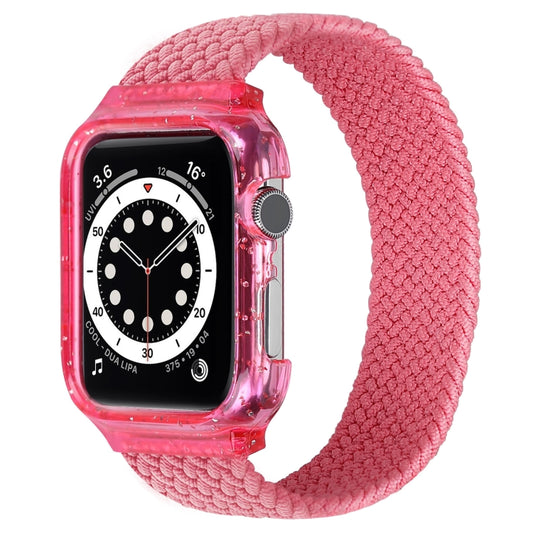 Weave Wrist Strap Watch Bands with Frame For Apple Watch Series 7 41mm / 6 & SE & 5 & 4 40mm / 3 & 2 & 1 38mm, Length:140mm(Bright Pink) - Watch Bands by buy2fix | Online Shopping UK | buy2fix