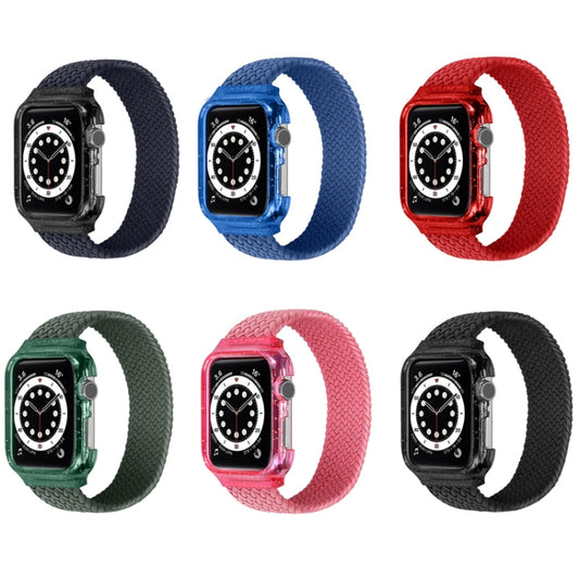 Weave Wrist Strap Watch Bands with Frame For Apple Watch Series 7 41mm / 6 & SE & 5 & 4 40mm / 3 & 2 & 1 38mm, Length:140mm(Bright Pink) by buy2fix