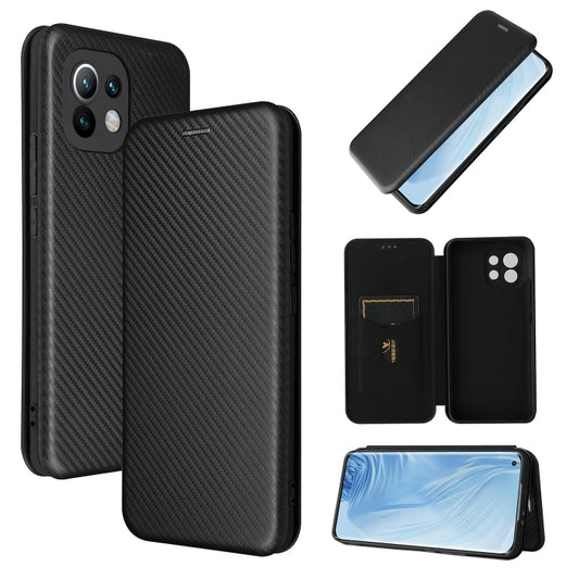 For Xiaomi Mi 11 Carbon Fiber Texture Horizontal Flip TPU + PC + PU Leather Case with Card Slot(Black) - Xiaomi Cases by buy2fix | Online Shopping UK | buy2fix