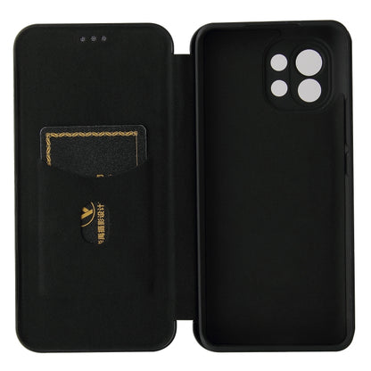 For Xiaomi Mi 11 Carbon Fiber Texture Horizontal Flip TPU + PC + PU Leather Case with Card Slot(Black) - Xiaomi Cases by buy2fix | Online Shopping UK | buy2fix