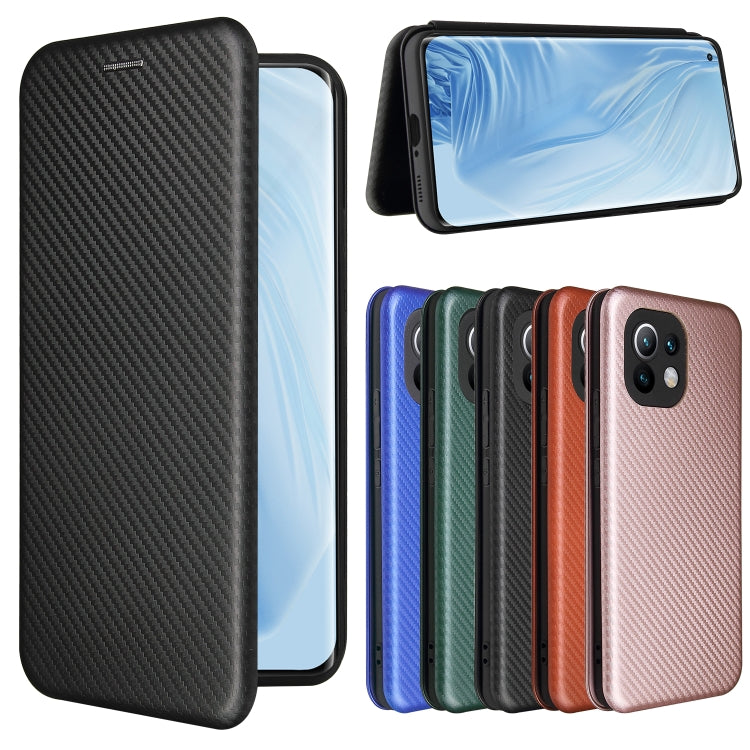 For Xiaomi Mi 11 Carbon Fiber Texture Horizontal Flip TPU + PC + PU Leather Case with Card Slot(Black) - Xiaomi Cases by buy2fix | Online Shopping UK | buy2fix