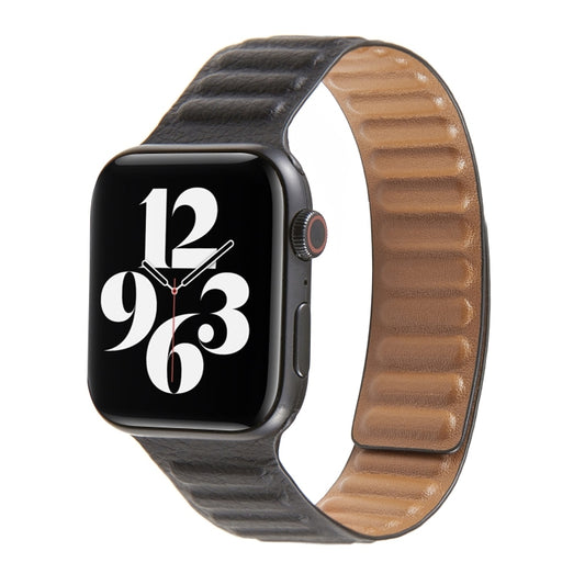 Loop Leather Watch Band For Apple Watch Series 7 41mm / 6 & SE & 5 & 4 40mm / 3 & 2 & 1 38mm(Black) - Watch Bands by buy2fix | Online Shopping UK | buy2fix