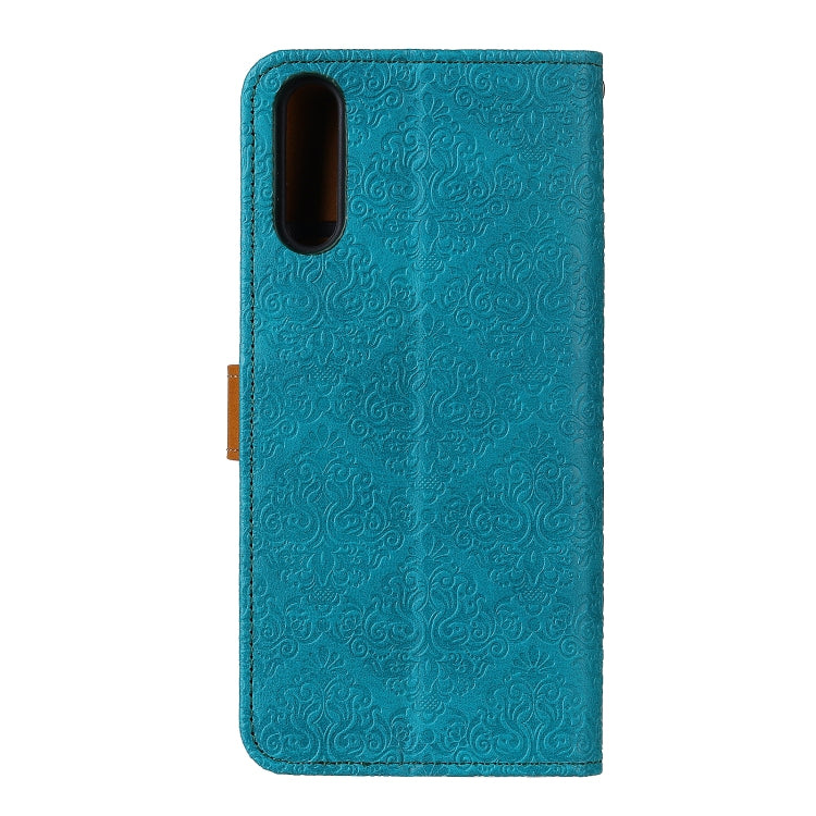 For Sony Xperia 5 II European Floral Embossed Copper Buckle Horizontal Flip PU Leather Case with Holder & Card Slots & Wallet & Photo Frame(Blue) by buy2fix