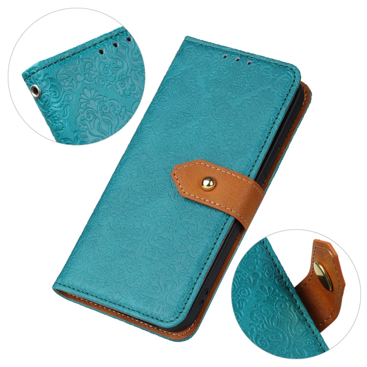 For Sony Xperia 5 II European Floral Embossed Copper Buckle Horizontal Flip PU Leather Case with Holder & Card Slots & Wallet & Photo Frame(Blue) by buy2fix