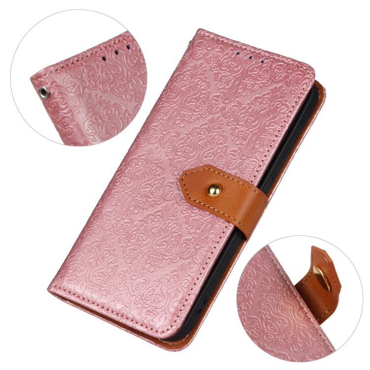 For Xiaomi Redmi 9C European Floral Embossed Copper Buckle Horizontal Flip PU Leather Case with Holder & Card Slots & Wallet & Photo Frame(Pink) - Xiaomi Cases by buy2fix | Online Shopping UK | buy2fix