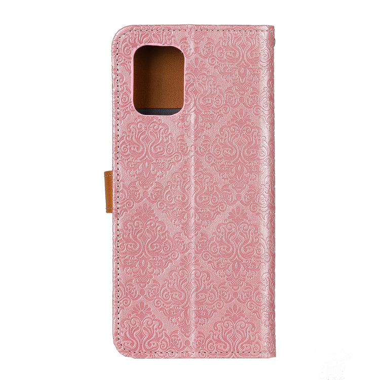 For Samsung Galaxy A41 European Floral Embossed Copper Buckle Horizontal Flip PU Leather Case with Holder & Card Slots & Wallet & Photo Frame(Pink) by buy2fix