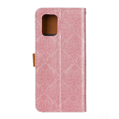 For Samsung Galaxy A41 European Floral Embossed Copper Buckle Horizontal Flip PU Leather Case with Holder & Card Slots & Wallet & Photo Frame(Pink) by buy2fix