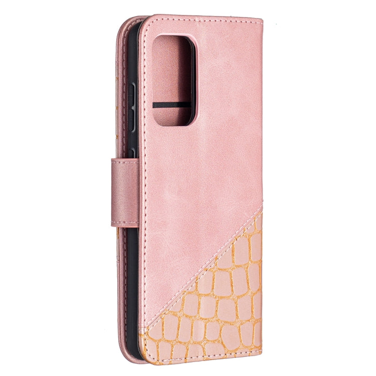 For Samsung Galaxy A52 5G Matching Color Crocodile Texture Horizontal Flip PU Leather Case with Wallet & Holder & Card Slots(Rose Gold) by buy2fix