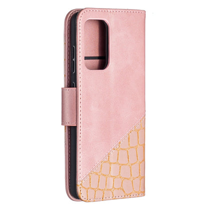 For Samsung Galaxy A52 5G Matching Color Crocodile Texture Horizontal Flip PU Leather Case with Wallet & Holder & Card Slots(Rose Gold) by buy2fix