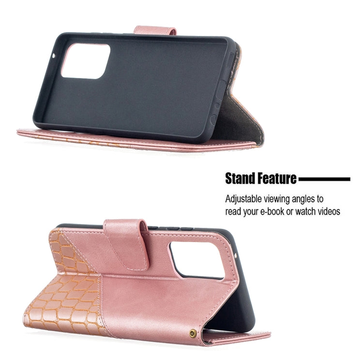 For Samsung Galaxy A52 5G Matching Color Crocodile Texture Horizontal Flip PU Leather Case with Wallet & Holder & Card Slots(Rose Gold) by buy2fix