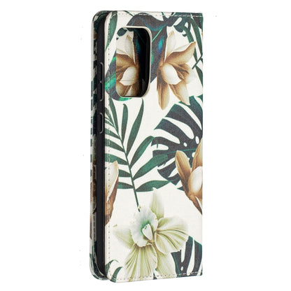 For Samsung Galaxy A52 5G/ 4G Colored Drawing Pattern Invisible Magnetic Horizontal Flip PU Leather Case with Holder & Card Slots & Wallet(Red Leaves) by buy2fix